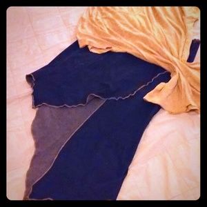 Denim (jean) skirt with asymmetric hem